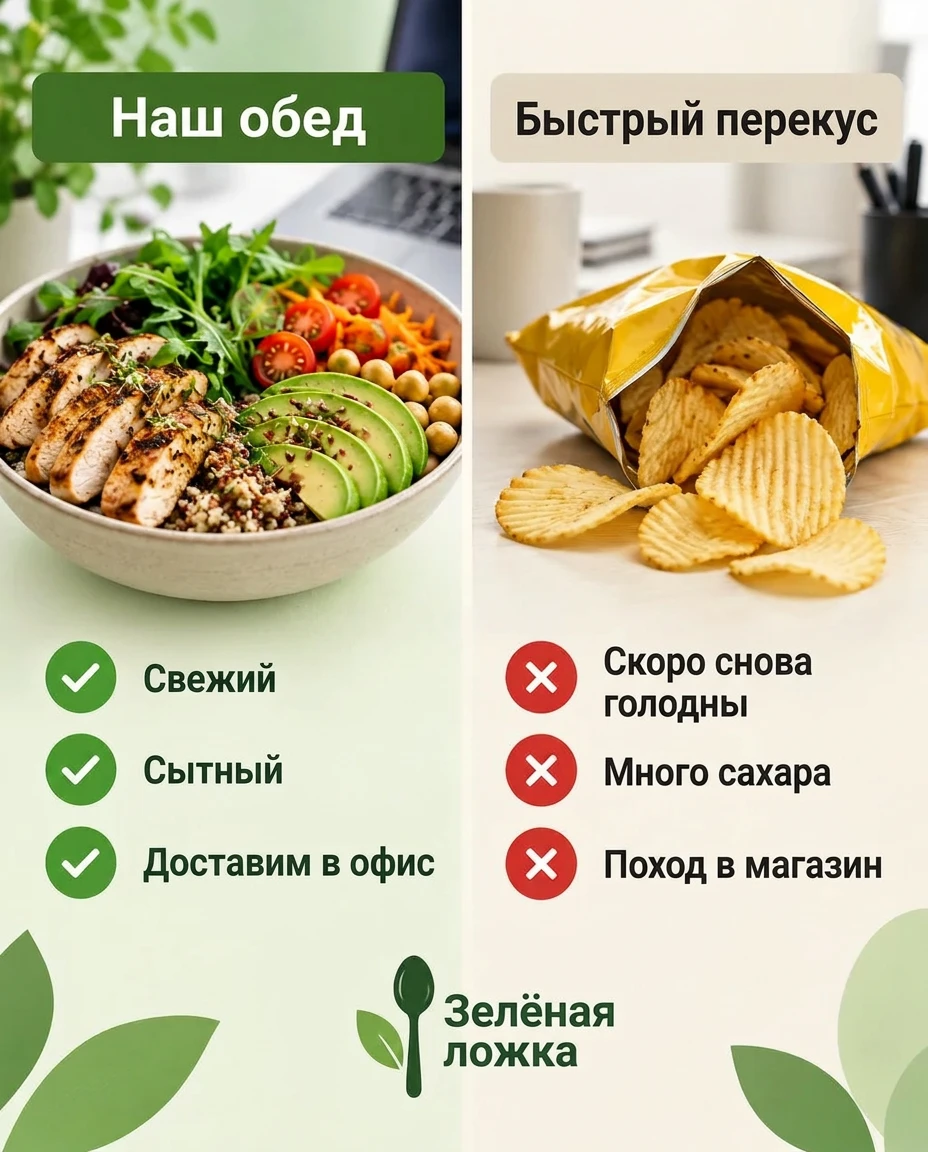 Реклама: Зелёная ложка — обед в офис